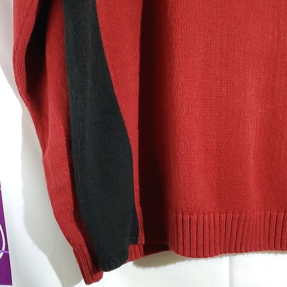 Retreat Red and Black Acrylic 1/4 Zip Men's Long Sleeve Knit Sweater - Size XL - Picture 14 of 15